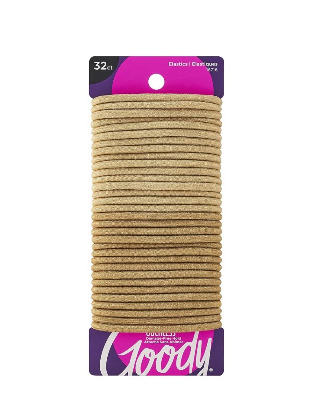 Ouchless Elastic Hair Tie - 32 Count, Blonde - 4MM for Medium Hair - Slideproof